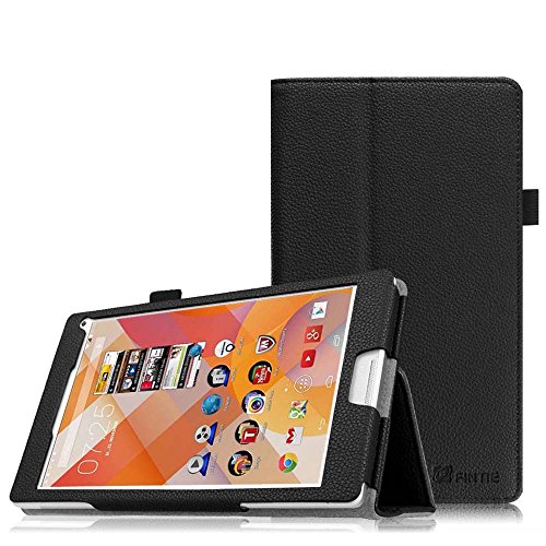 Fintie Medion Lifetab P8311 / P8312 / P8313 / P8314 / S8312 / S8311 Hülle Case - Folio Kunstleder Schutzhülle Tasche Cover Etui mit Ständerfunktion und Stylus-Halterung für MEDION LIFETAB P8311 (MD 99443) P8312 (MD 99334) / P8313 / P8314 (MD 99612) / S8312 (MD 98989) / S8311 (MD 98983) Tablet-PC (8 Zoll), Schwarz