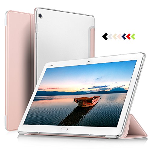 IVSO hochwertiges PU Leder Etui hülle Tasche Case - mit Standfunktion, super 360° Anti-Wrestling, ist für Huawei MediaPad M3 Lite 10.1 Tablet-PC perfekt geeignet (Rose Gold)