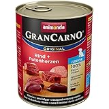 Animonda GranCarno Hundefutter Original Junior Rind + Putenherzen, 6er Pack (6 x 800 g)