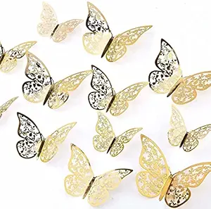 Special You butterfly for Decoration items for wall decor of home, 3d butterflies for room , bedroom , living room, pooja, parlour, hall , antic pieces, artificial metal stickers , show piece - 12 Pcs set