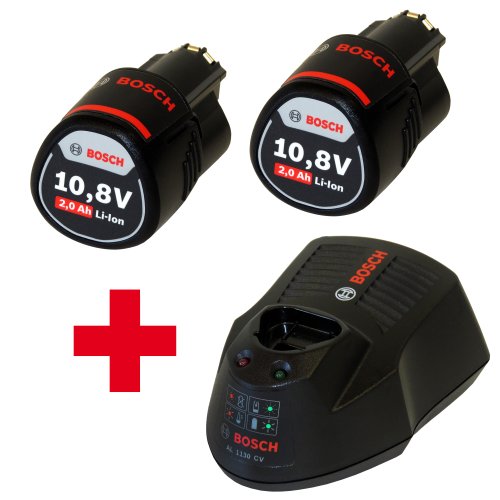 3er NEW Akku Powerpack 2x Bosch Akku Ersatzakku 10,8V 2,0Ah Li-Ion + Schnellladegerät AL1130CV