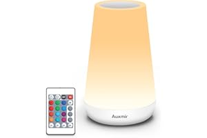 Auxmir Lampada da Comodino LED Touch, Abat Jour da Comodino Telecomando con 13 Colori RGB, Luce Notturna Bambini Timer, Ricaricabile 2500mAh, Lampada da Tavolo per Cameretta Camera da Letto Campeggio