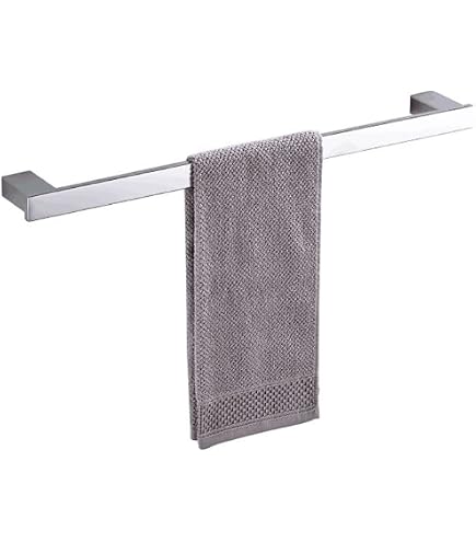 Porte-serviettes Barre Moyenne Tatay Onyx - Aluminium Anodisé Noir Mat, 7x3x45cm, Fixation Vis Ou Sans Perçage