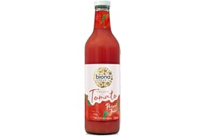 Biona Organic Tomato Juice 750ml, Pack of 6 - Immediately Pressed After Harvest - Recyclable Glass Bottle - Pour Over Ice, Add to Soups & Sauces