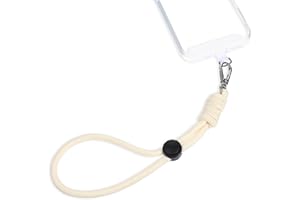 Amabro Krótki łańcuszek na telefon komórkowy, uniwersalna smycz na klucze, regulowana na nadgarstek, większość telefonów, ochrona przed zgubieniem, z ultracienką naszywką, kremowy, 1