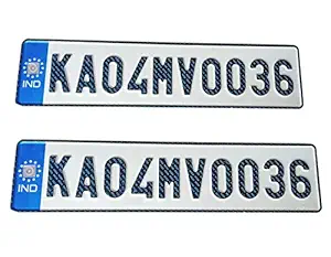 INNOVQARAJ Embossed IND Number Plate for CAR | Road Legal Font| No Bar or Serial Code (Blue)