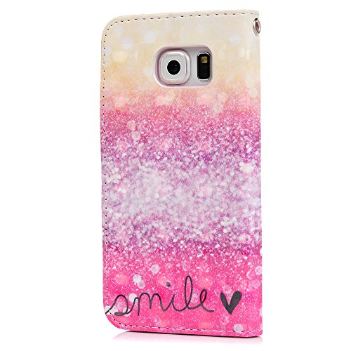 Lanveni S6 Hülle, Handyhülle für Flip Case Cover PU Lederhülle Schutzhülle Magnetverschluss Ledertasche mit Stander Function Brieftasche Card Slot Handy Tasche mit Licht-Punkt Cover Design für Samsung Galaxy S6 + 1 x Stylus Stift + 1 x Staubdichte Stecker - 5