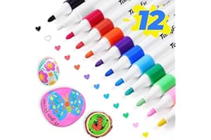 TongFu 12 colori acrilici per pietre impermeabili, pennarelli permanenti, penne acriliche a forma di triangolo, per biglietti regalo, tela, legno, vetro colorato, ceramica, fai da te
