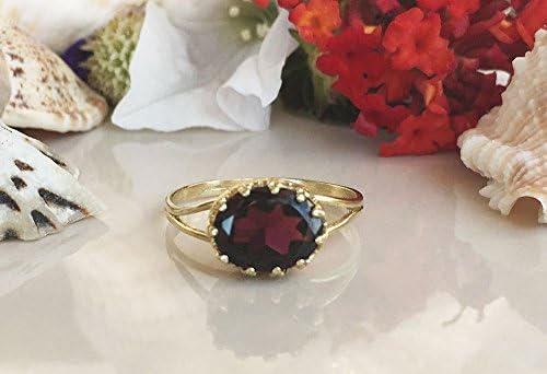 Mozambique Garnet Ring - Genuine Gemstone - January Birthstone - Stack Ring - Oval Ring - Gold Ring - Bezel Ring - Red Garnet