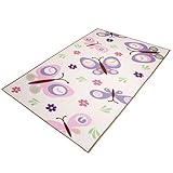 Infantastic Kinderteppich Schmetterling in Größe 80/150 cm/120/170 cm/160/230 cm/200/290 cm in bunten Farben aus widerstandfähigem Polyester mit 7 mm Höhe - 2