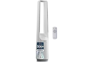 Pro Breeze 40 inch Bladeless Tower Fan with DC Motor - Ultra Quiet Fan with Remote Control, LED Display, 6 Fan Speeds, 5 Operation Modes, 60° Automatic Oscillation & 7H Timer (White)