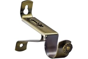 CASEETO YHO Strong 19mm 28mm & 35mm Metal Curtain Pole Adjustable Bracket Holder Heavy Duty Black, Brass Chrome (Brushed Chrome) (Antique Brass, 35mm)