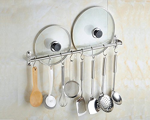 ConCo Küchenbesteck Küchenhelfer Set aus SUS304 Edelstahl Hängeleiste Küchenutensilien Kochzubehör Set 8 Haken – 50cm Doppel Schiene (50cm Single Schien) - 5