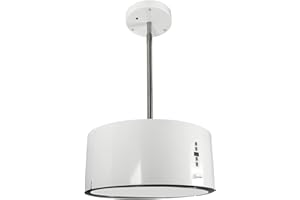 Inselhaube Gurari GCH I 237, Umluft Inselhaube, Insel Dunstabzugshaube 50cm, Deckenhaube, 860m³/h, Weiß, 3 Stufen, LED Beleuchtung,Timer,Inkl.Umluftset