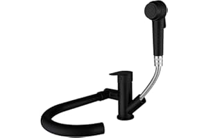SJQKA-grifos Abatibles Cocina Ventana,grifo Cocina Extraible, Latón 360 ° De Rotación,grifo Cocina Abatible Y Extraible (negro)