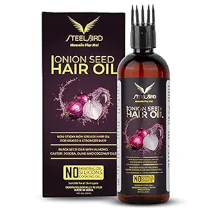 Steelbird Hair Care Onion Oil - Black Seed Onion Hair Oil - Controls Hair Fall - No Mineral Oil, Silicones & Synthetic Fragrance - 200ml