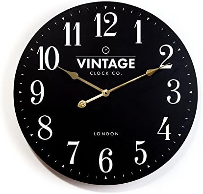Chickidee Homeware Flat Wall Clock, Wood, Black, 60 x 1 x 60 cm