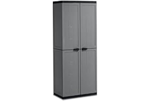 Kis 9734000 0444 01 Jolly Armoire Range-Balais Plastique Gris/Noir 68 x 39 x 166 cm