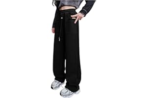 Generisch Pantalon de survêtement pour enfant et fille - Pantalon de jogging - Pantalon baggy large - Pantalon cargo Y2k - Pantalon de randonnée - Pantalon d'hiver - Pantalon d'extérieur - Cordon de