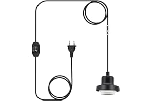 ABEIADY Lampada a Sospensione con Interruttore Lampadario a Sospensione con Spina E27 Portalampada Kit Lampadario Sospensione Industriale Lampade a Sospensione Metallo con 4,5 M Cavo, Paralume fai da te​