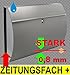 Produktbild Großer Briefkasten, HOCHWERTIGER EDELSTAHL - 18/8 + LOTUS-SELBSTREINIGEND, HOCHWERTIGER EDELSTAHL silber mit Zeitungsrolle für Zeitungen Katalog