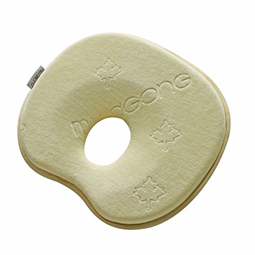 MITTAGONG Infant Headrest Prevent Flat Round Memory Foam Baby Pillow,Print Yellow