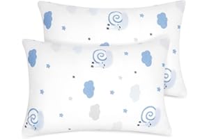 ‎FITTIA Fittia Kuscheliger Gestrickter Kissenbezug Kinder 40x60 Baby Kopfkissenbezug Kleinkind Kissenhülle aus Bio Baumwolle für Kinderwagen, 2er-Pack mit Schnecke Gemustert 40x60cm