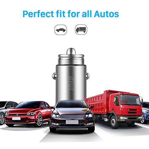 Chargeur de Voiture  Ultra Compact 2 Ports USB 5V   4 8A   24W en Alliage d Aluminium Chargeur Allume Cigare avec la technologie de charge rapide pour Phone X   8 7   6s   Plus  iPad Air   mini  Galaxy S8   S7   Edge   Plus   Note 5 4  LG  Nexus  HTC et plus by DIVI  argent   1 paquet 