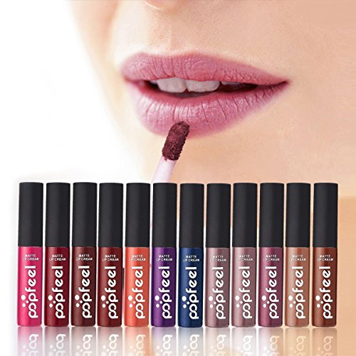 DE’LANCI Lippenstift Gloss Set 12x Matt Lippenstift, Wasserdichtes,Mit Aufbewahrungstasche, #01- #12 - 2