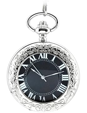 Unendlich U Fashion Retro Handaufzug Mechanische Taschenuhr Lupe Hohle Skelett Kettenuhr Pullover Halskette Schwarzes...