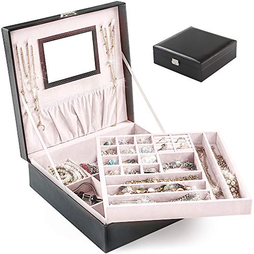 Preisvergleich Produktbild BalladHome Schmuckkoffer - Schmuckkästchen - Schmuckschrank - Schmuckschatulle - Schmuckbox - Schmuckkiste für Uhren, Ringe und Ketten - Schmucklade Schmuckkästchen (Schwarz)