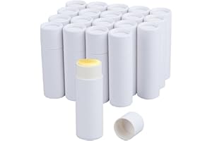 NICENEEDED 20 Tubo de Bálsamo Labial de Cartón Vacío, Tubo de Lápiz Labial de Papel Kraft Rellenable, Recipiente Redondo de Cartón para Brillo Labial