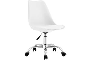 THINIA HOME Silla de Escritorio Ergonómica con Ruedas Eyre Silla Nórdica Acolchada Giratoria Moderna Altura Ajustable | Silla de Escritorio de Oficina Estudio Dormitorio 97x47x58cm