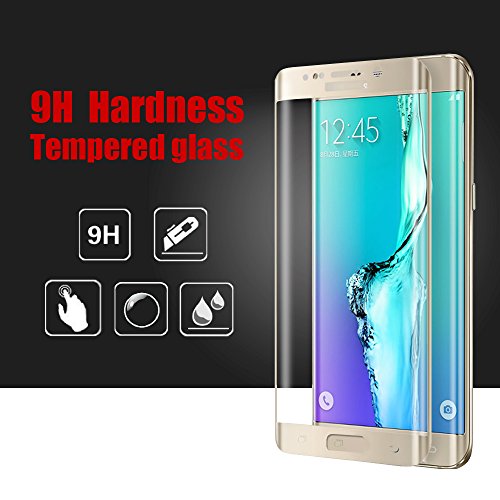 3D Full Coverage Screen Protector Galaxy S7 Edge Schutzfolie Mture Displayschutz Schutzglas für Galaxy S7 Edge 3D Touch kompatible Transparent Panzerglas Ultra Klar Film Stressfreie, Blasenfreie Installation, Anti-Fingerabdruck mit Härtegrad 9H Tempered Glass Hartglas LCD Displayschutzfolie für Samsung Galaxy S7 Edge (HD Clear) – Gold-1 Pack - 4