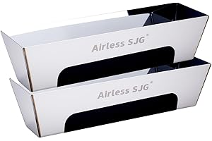Airless SJG Bac à Enduit 35.5 cm en Acier Inoxydable Renforcé - Bords Coniques et Patins Antidérapants - Pour Cloisons Sèches, Projets de Rénovation et Construction（Paquet de 2）