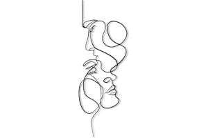 aupawdy Gesichter Line Art Wanddeko Wanddeko aus Metall Metall Vertikale Abstrakte Wandkunst Schwarzer Abstrakte Liebespaar Gesicht Wandbehang für Wohnzimmer, Schlafzimmer, Hotel, Flurdekoration