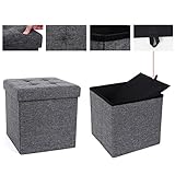 Songmics Sitzhocker Sitzwürfel Hocker Aufbewahrungsbox faltbar leinen dunkelgrau 38 x 38 x 38 cm LSF27Z - 4