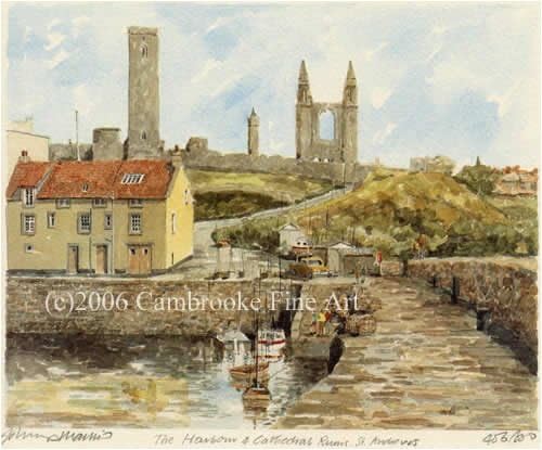 Portraits of Britain Limited Edition Framed Artist's Print - St. Andrews - Harbour & Cath., Scotland