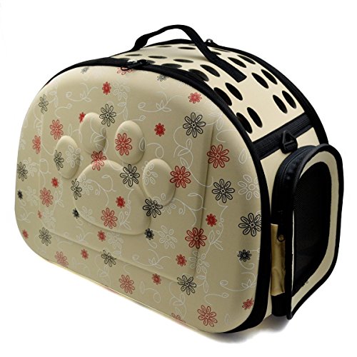Binnan Transportín Bolsa Plegable Respirable para Pequeños Mascota Perros y Gatos, Beige