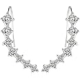 Cabet 7 Crystals Ear Cuffs Hoop Climber Sterling Silver Earrings Hypoallergenic Earring