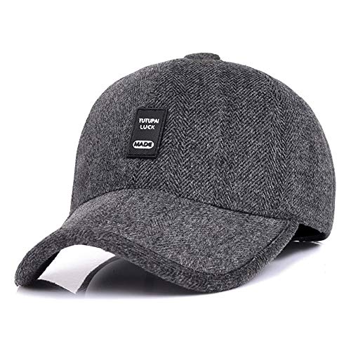 WETOO Gorra de Béisbol de Lana de Invierno para Hombre, Orejeras Plegables