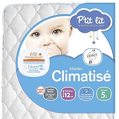P'tit Lit - Matelas Climatisé - Epaisseur 12cm, face Eté/Hiver, Anti acarien