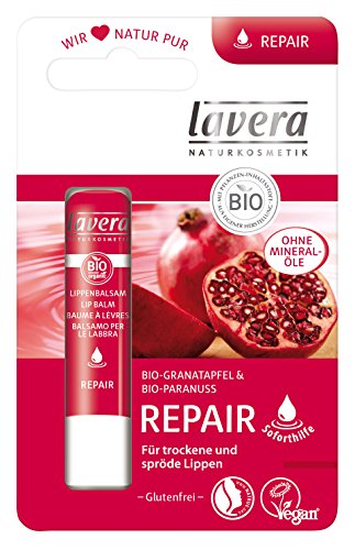 lavera Repair Lippenbalsam ∙ Soforthilfe ∙ Intensive Lippenpflege ∙ Bei trockenen spröden Lippen ∙ vegan ✔ Bio Pflanzenwirkstoffe ✔ Naturkosmetik ✔ Natural & innovative ✔ Lippenpflege 6er Pack (6 x 4,5 g)