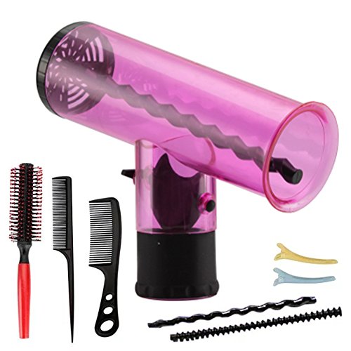Wawoo Hair Dryer Universal Hood Attachment Hair Styling Tools Hair Air Curler Hair Roller, Detachable Plastic Hair Hood Diffusing Dryer Big Waves Curls DIY Styling Tool, Magic Wind Spin Hair Dryer Curl Diffuser Hair Roller Curler
