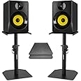 VONYX SMN40B 4" Active Studio Monitor Speaker Pair in Black with Adjustable Desktop Stands and Acoustic Foam Isolation Pads – Ideal for DJ, Home Studio & Multimedia Audio Applications
