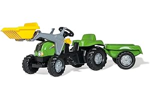 Rolly Toys 70547 02/313/4 traktor dziecięcy ładownik przedni i przyczepa, zielony