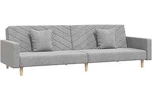 Festnjght Sofá Cama de 3 Plazas Sofa de Salón 3 Plazas Diseño 2 en 1 Plegable sin Reposabrazos Tapicería en Tela con Dos Almohadas Acolchado 220 x 84,5 x 69 cm Gris Claro
