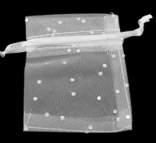 25 x Finest Quality organza bags 10x12cm Wedding Favour Party Gift bags, UK Seller (White - Sparkling dots)