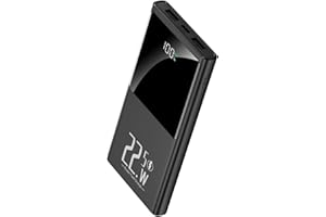 JONKUU Przenośna ładowarka powerbank 10000 mAh 22,5W, szybkie ładowanie PD3.0 QC4.0 USB C, wejście/wyjście, wąska ładowarka kompatybilna z iPhone’em, Samsungiem, Google, LG, iPadem i innymi (Czarny)