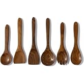 Doğal Ahşap 6 Par&ccedil;a Mutfak Gere&ccedil;leri Seti | Yemek Pişirme ve Servis Seti | Kaşık, Spatula, Kevgir, Salata Servis Kaşığı | Sağ